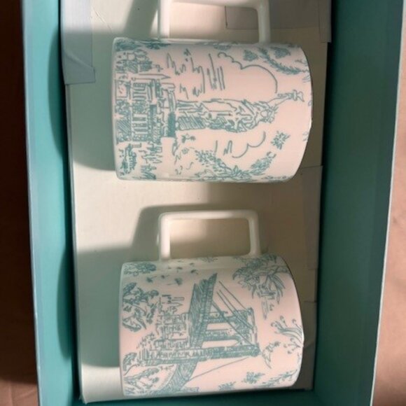 BRAND NEW AUTHENTIC TIFFANY & CO NYC LANDMARK BONE CHINA TOILE PRINT MUGS - Picture 8 of 8